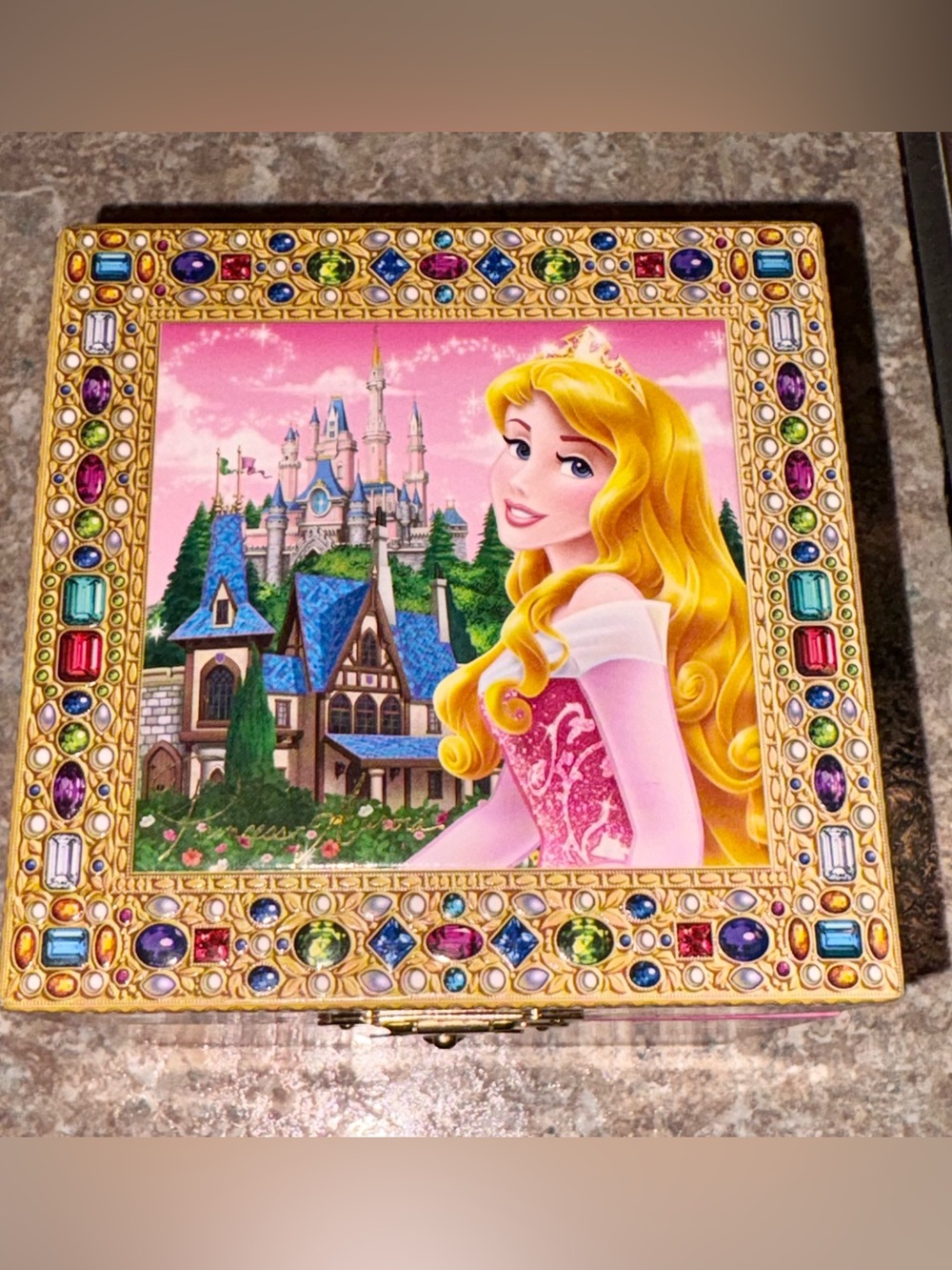 Disney Parks Aurora Sleeping Beauty Musical Jewelry Box Spinning Figurine Works